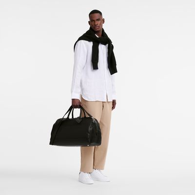 Le Foulonn&eacute; L Travel bag , Black - Leather