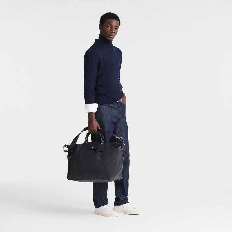 Le Foulonn&eacute; L Travel bag , Black - Leather  - View 2 of  4