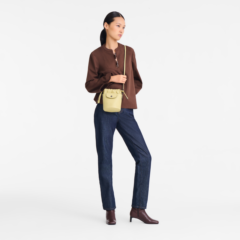 Le Pliage Xtra XS Bucket bag , Pistachio - Leather  - View 2 of  6