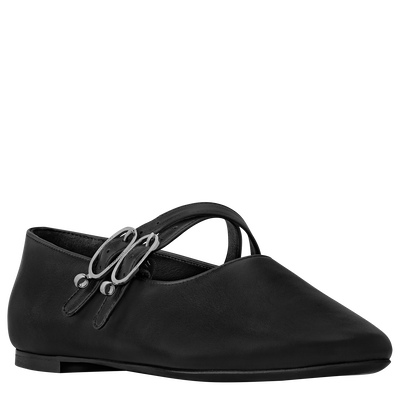 Le Foulonn&eacute; Ballerinas , Black - Leather