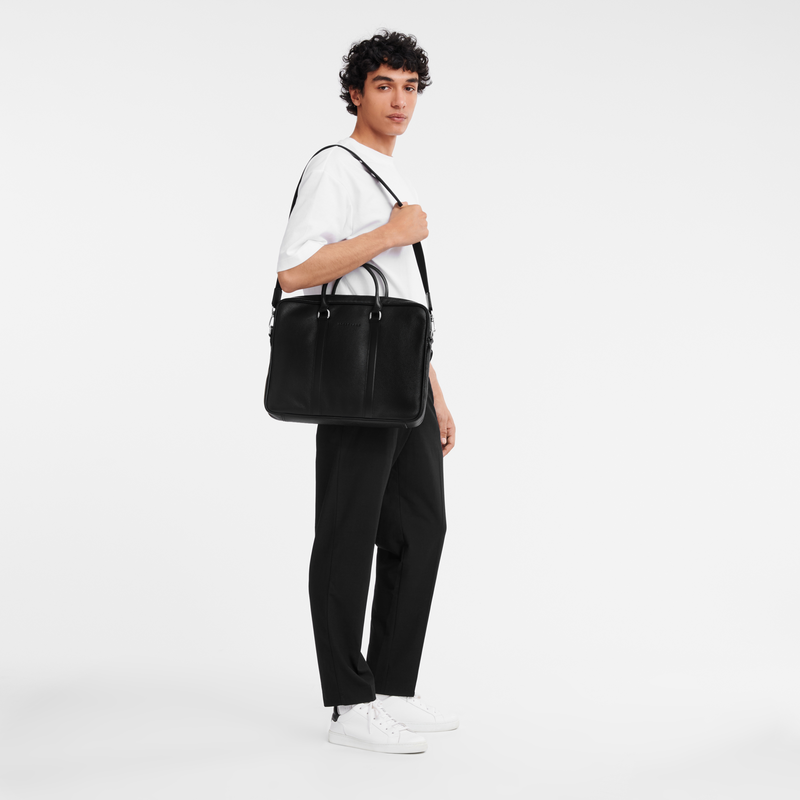 Le Foulonn&eacute; S Briefcase , Black - Leather  - View 2 of  5