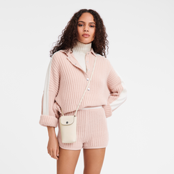 Le Pliage Xtra Phone case with leather lace , Ecru - Leather