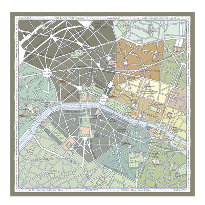 A la D&eacute;couverte de Paris Silk scarf 90 , Lichen - Silk