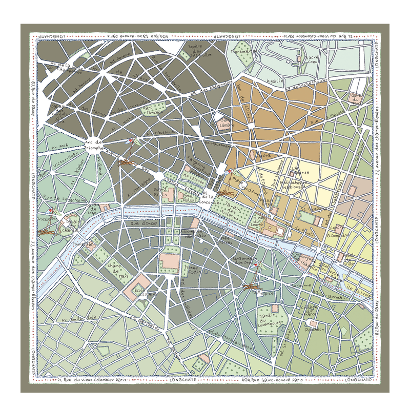 A la D&eacute;couverte de Paris Silk scarf 90 , Lichen - Silk  - View 1 of  1