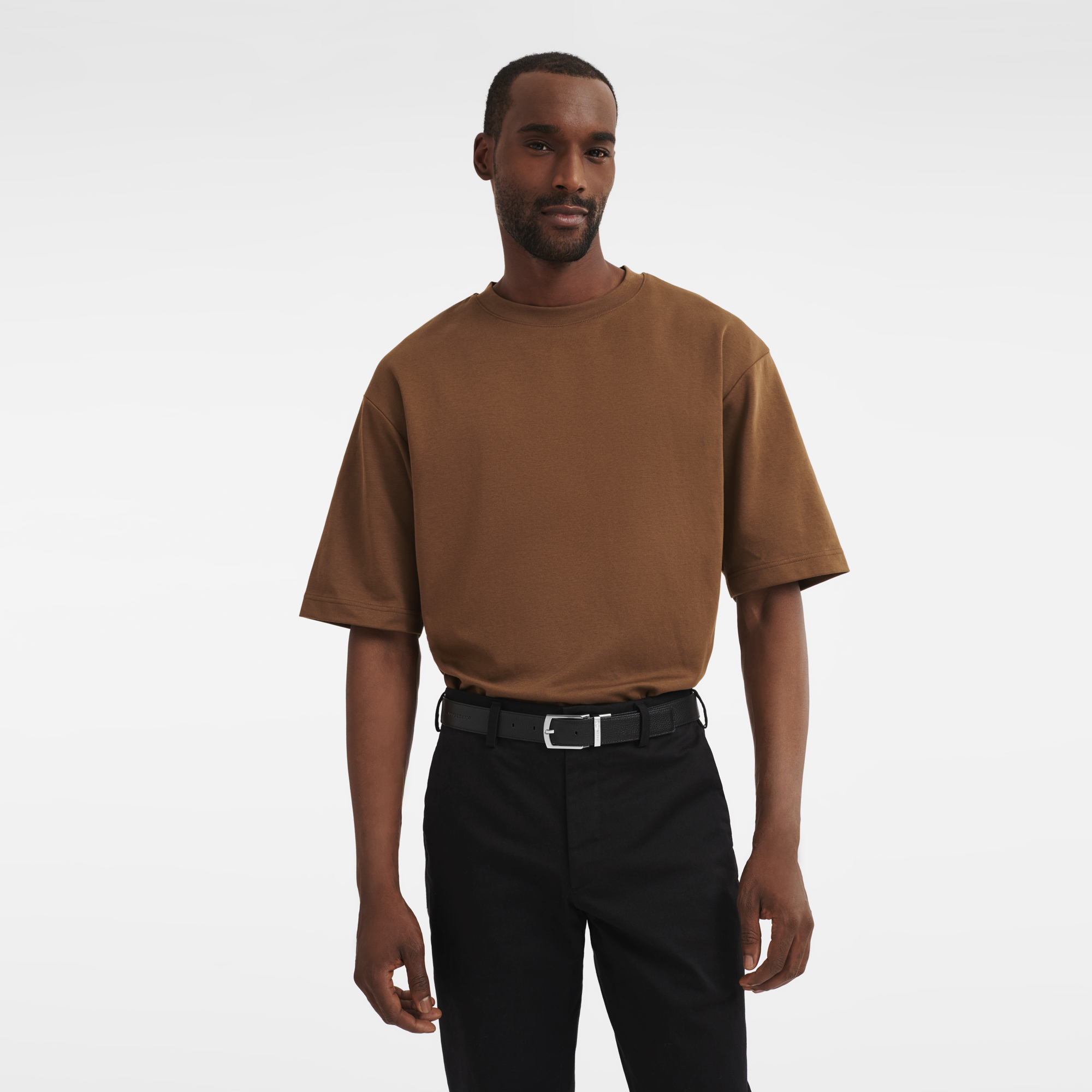 Le Foulonn&eacute; Men's belt, Mocha/Black