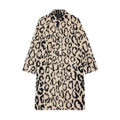 Coat , Black/Beige - Jacquard alpaca