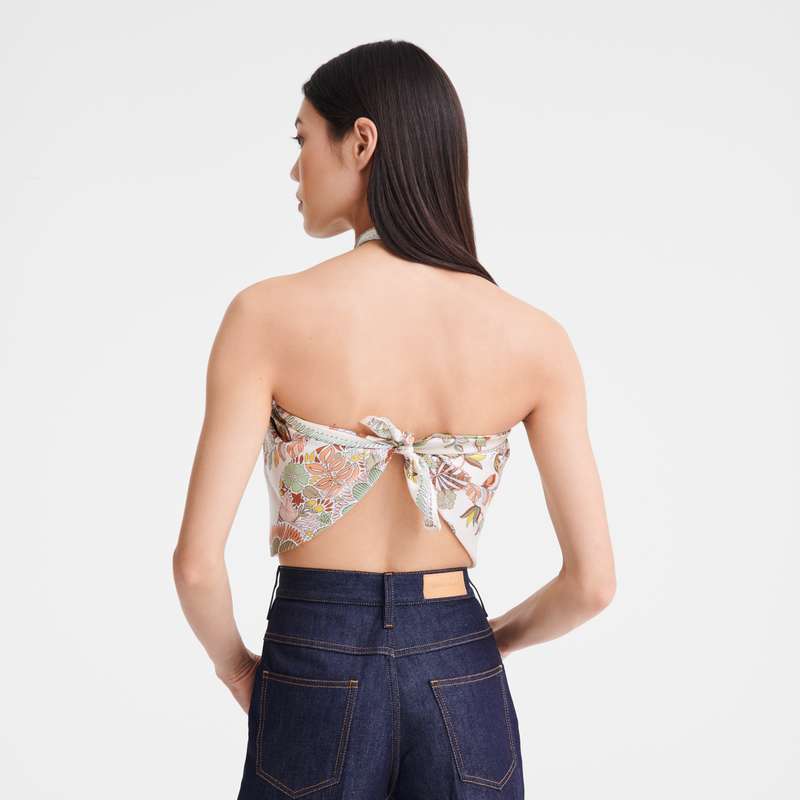 For&ecirc;t Longchamp Silk scarf 90 , Ecru - Silk  - View 3 of  3