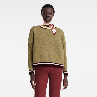 null Round collar jumper, Pistachio/Burgundy