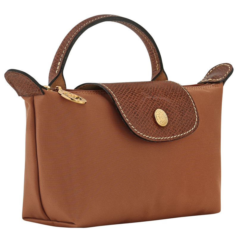Le Pliage Original Pouch with handle , Cognac - Recycled canvas  - View 3 of  6