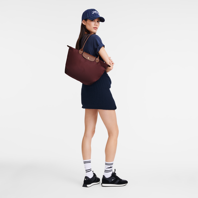Le Pliage Original M Tote bag , Burgundy - Recycled canvas