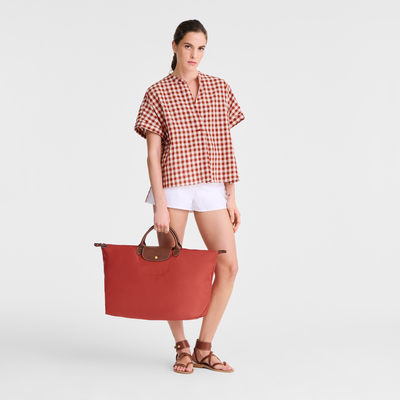 Le Pliage Original L Travel bag , Tomato - Recycled canvas