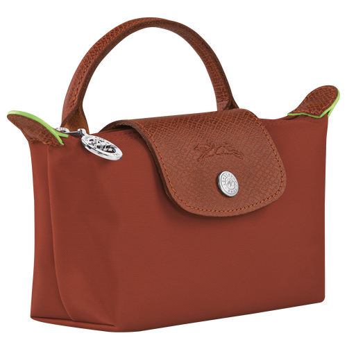 Le Pliage Green Pouch with handle , Chestnut - Recycled canvas - View 3 of  6