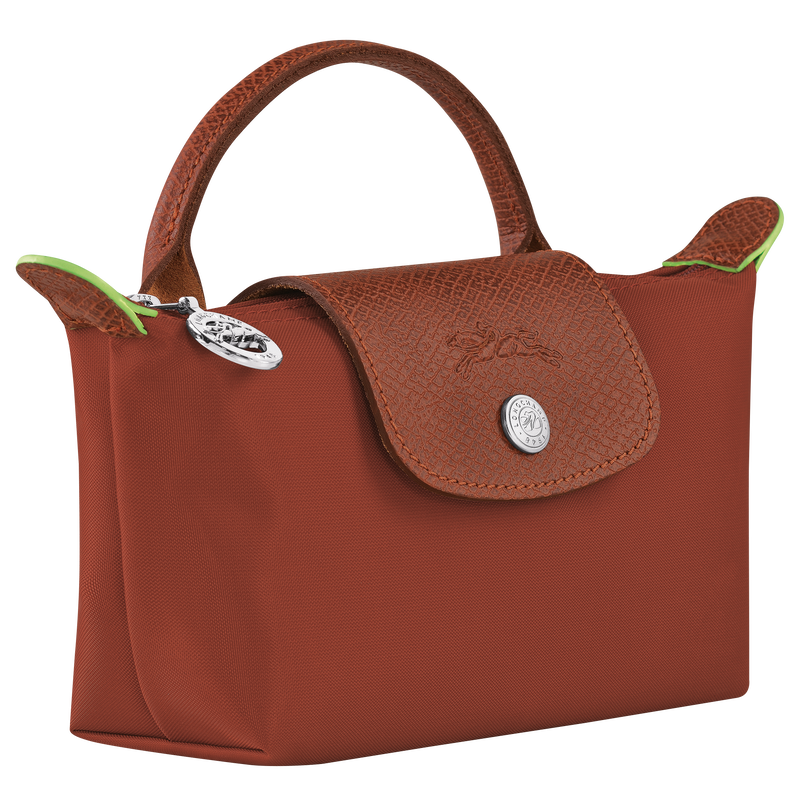 Le Pliage Green Pouch with handle , Chestnut - Recycled canvas  - View 3 of  6