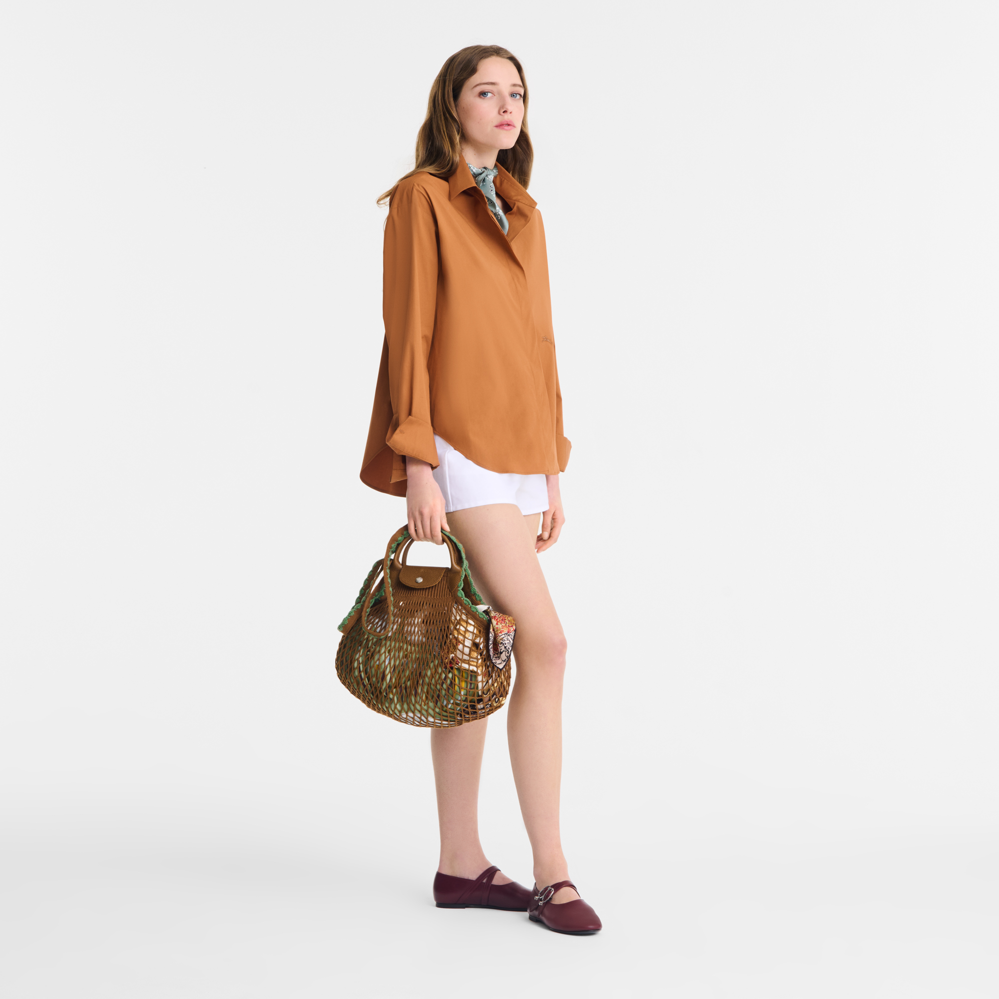 Mesh bag L, Tobacco - View 2 of
4 - zoom in Le Pliage Collection Mesh bag L, Tobacco