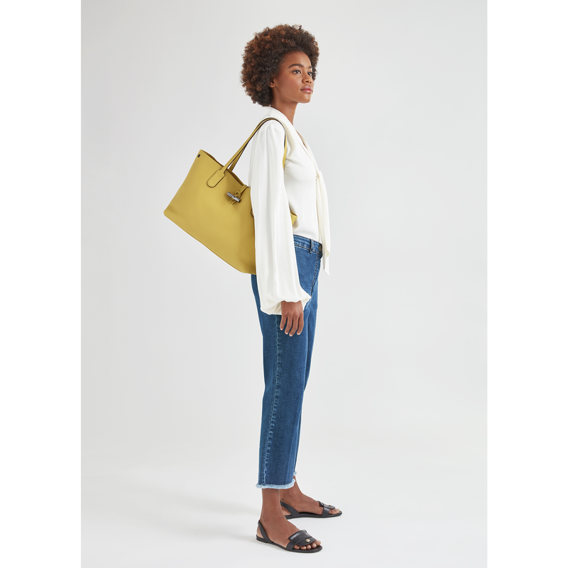 Mustard leather hot sale tote bag