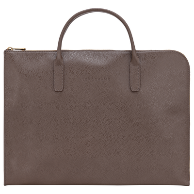 Le Foulonn&eacute; S Briefcase , Taupe - Leather