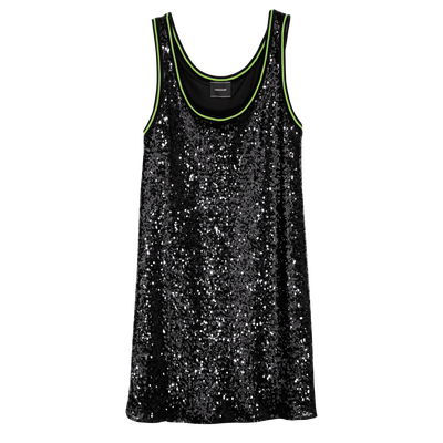 Short dress , Black - Sequin