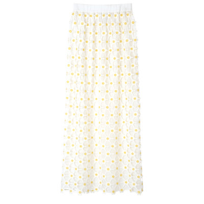 Long skirt , White - Macramé