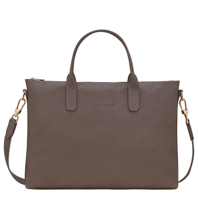 Le Foulonné S Briefcase , Taupe - Leather