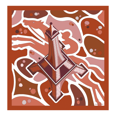 Tour Equestre Silk scarf 70 , Marmalade - Silk