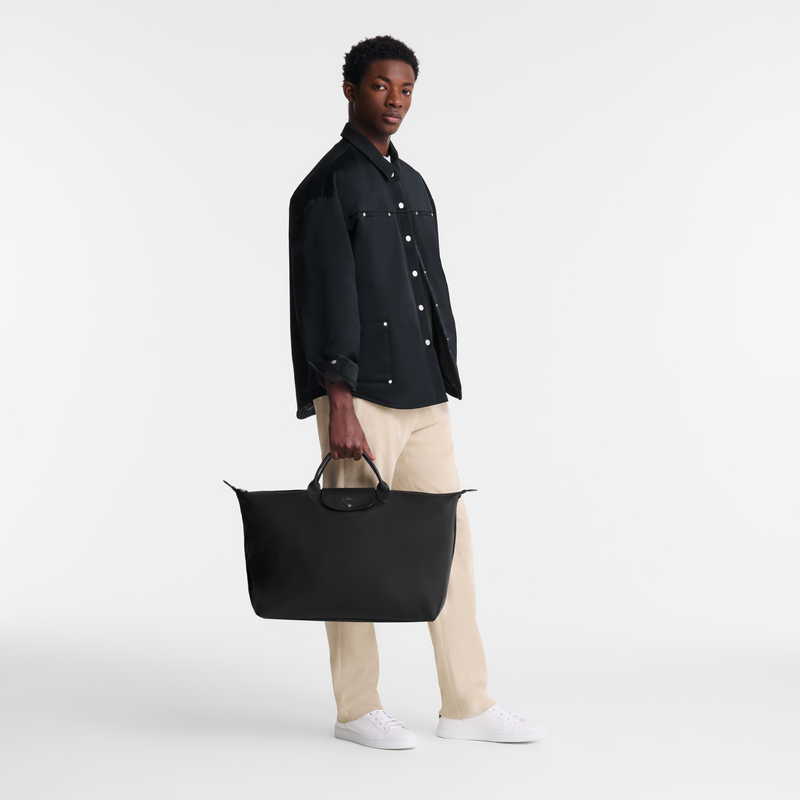 Le Pliage Xtra L Travel bag , Black - Leather  - View 2 of  6