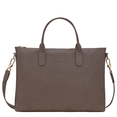Le Foulonn&eacute; S Briefcase , Taupe - Leather