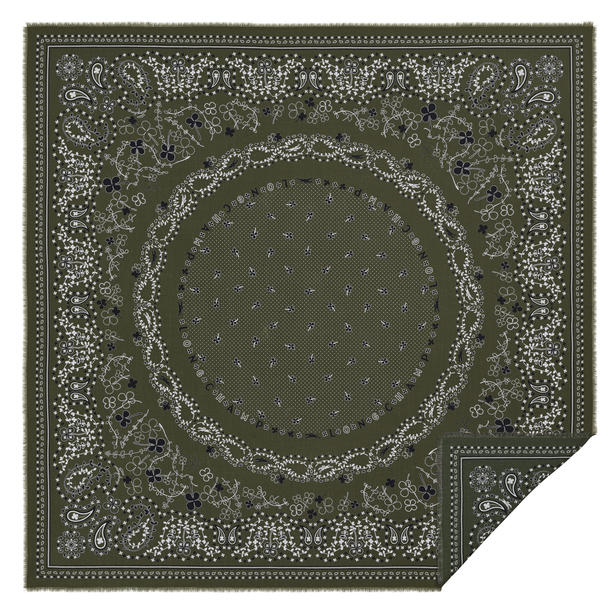 French Bandana Stole, Olive/Tundra