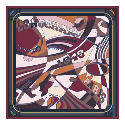 Longchamp League Silk scarf 90, Burgundy