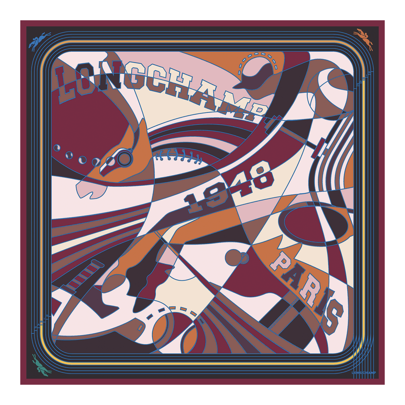 Longchamp League Silk scarf 90 , Burgundy - OTHER  - View 1 of  2