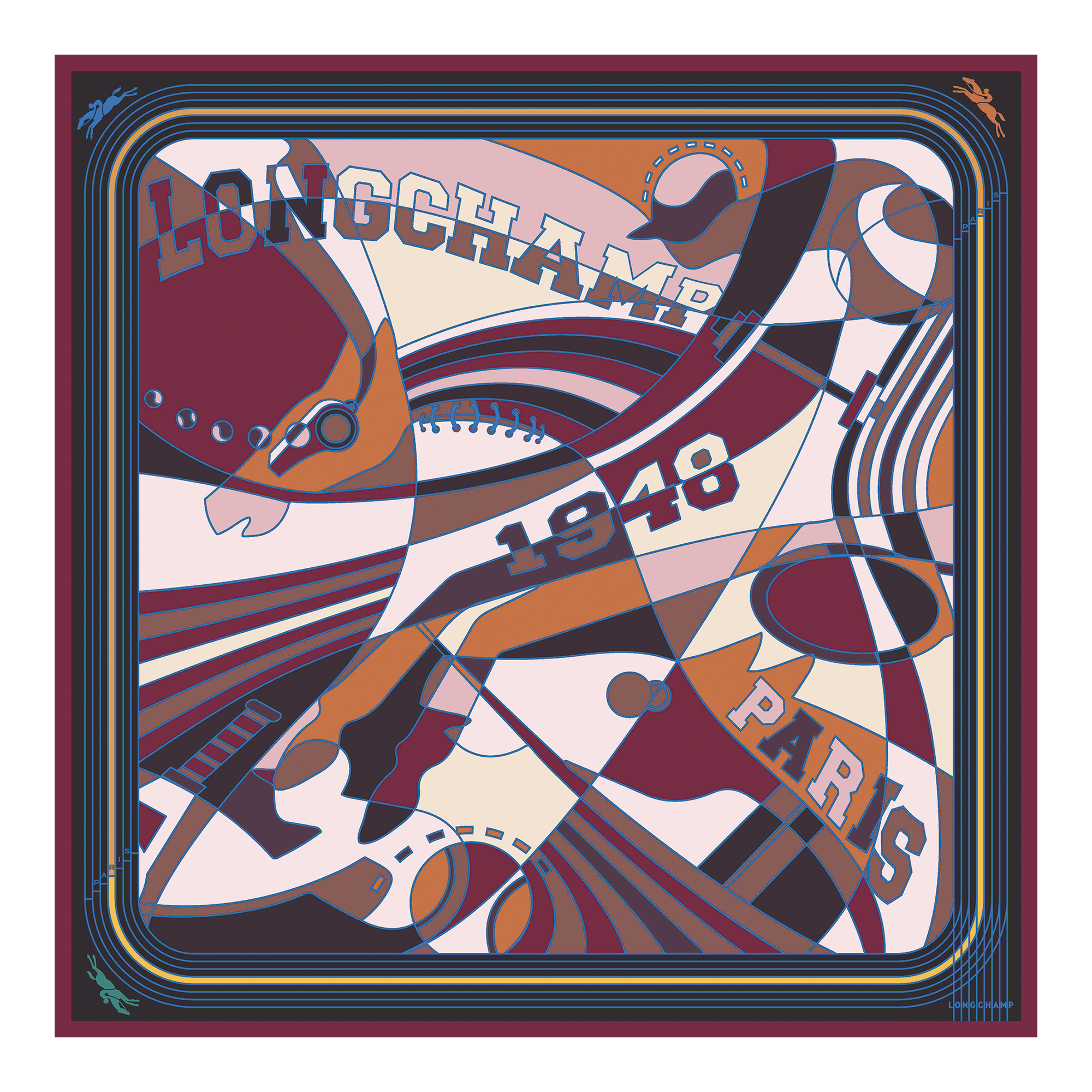 Silk scarf 90, Burgundy - View 1 of 
        2 - zoom in Longchamp League Silk scarf 90, Burgundy