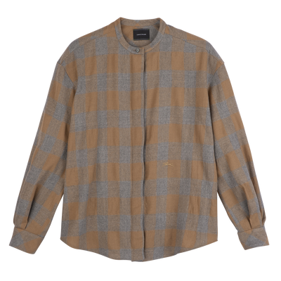 Shirt , Camel/Grey - Jacquard wool