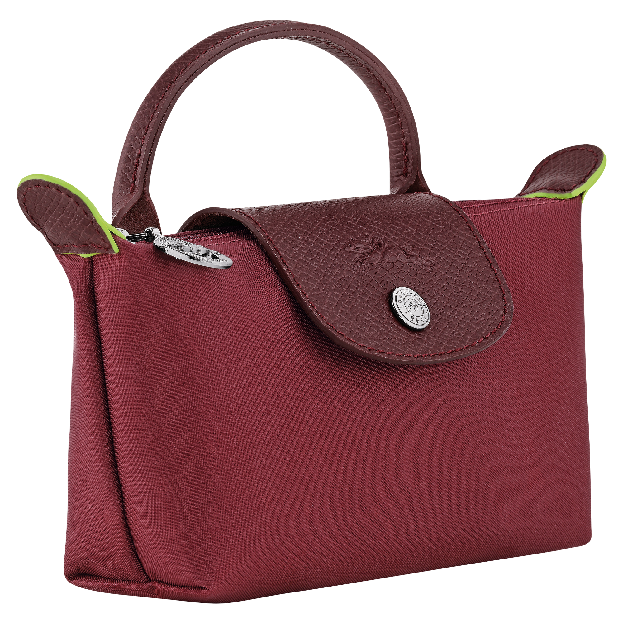 Le Pliage Green Pouch with handle, Pomegranate