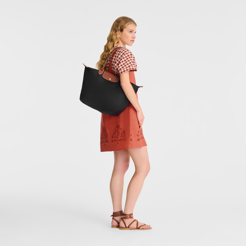 Le Pliage Original L Tote bag , Black - Recycled canvas  - View 2 of  6