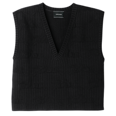 Sleeveless sweater , Black - Knit