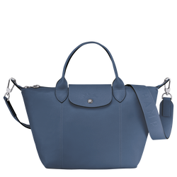 Le Pliage Cuir S Top handle bag , Pilot Blue - Leather
