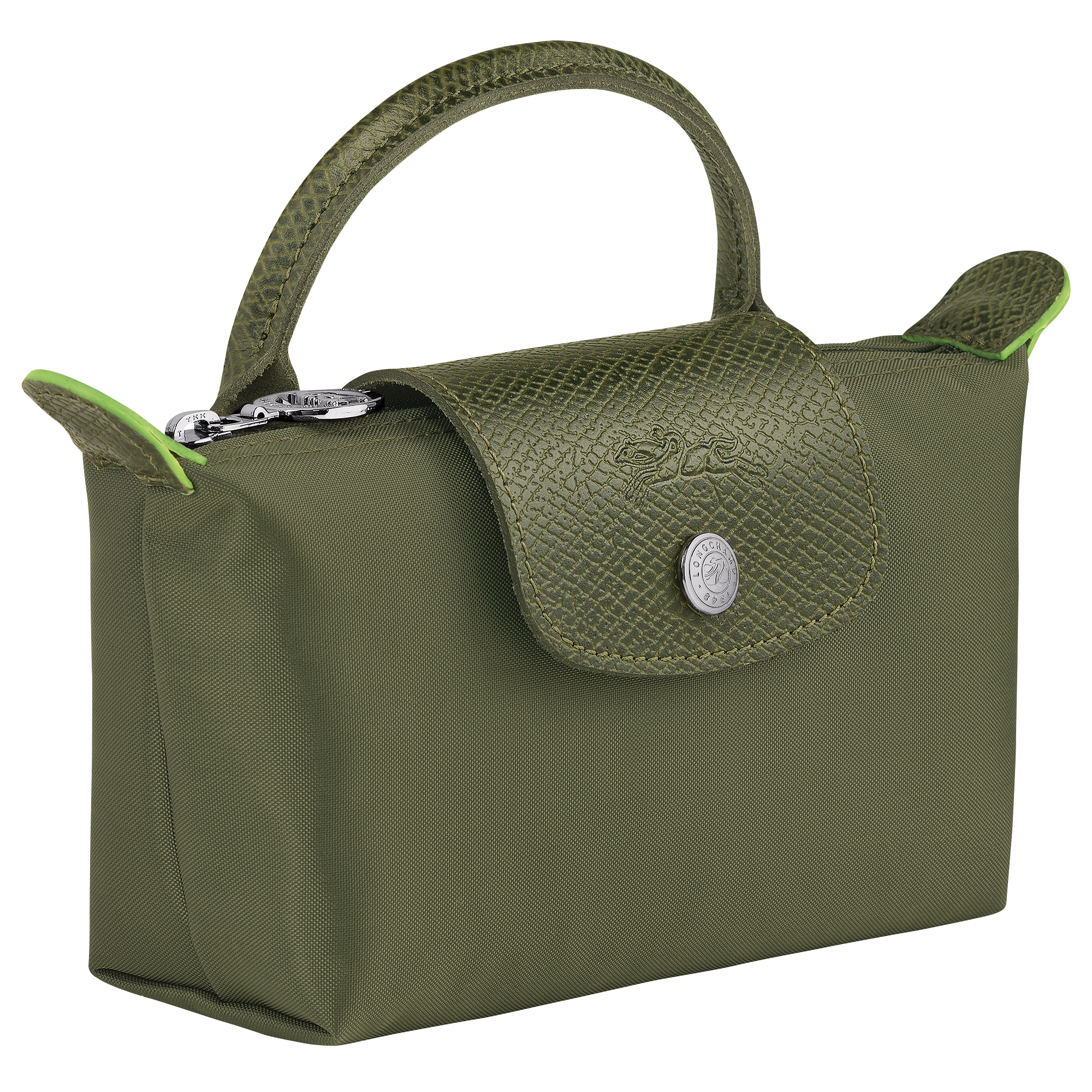 Pouch with handle, Forest - View 3 of 
        6 - zoom in Le Pliage Green Pouch with handle, Forest