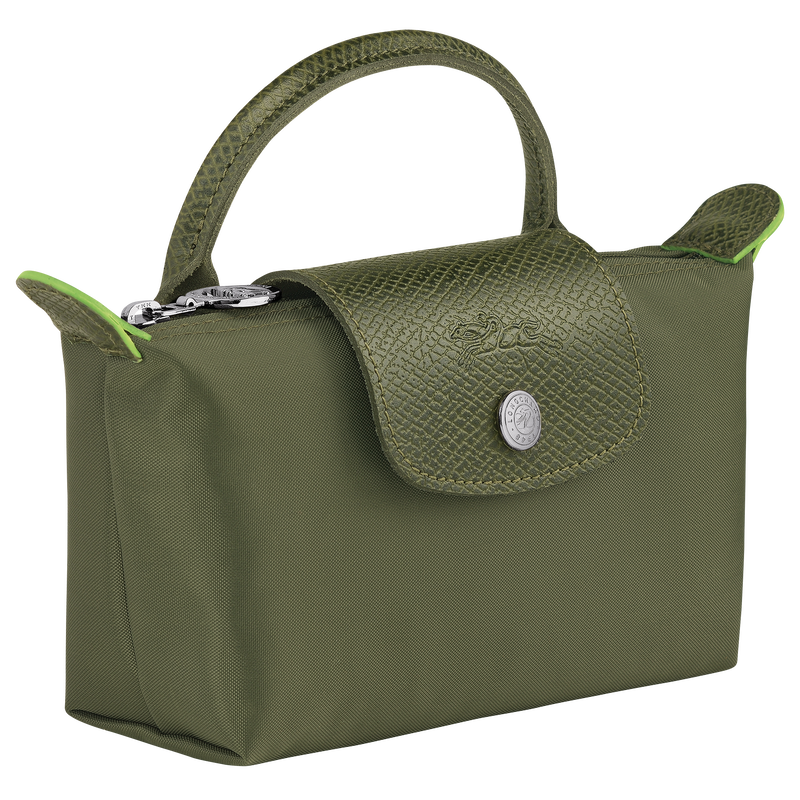 Le Pliage Green Pouch with handle , Forest - Recycled canvas  - View 3 of  6 Le Pliage Green Pouch with handle , Forest - Recycled canvas  - View 3 of  6