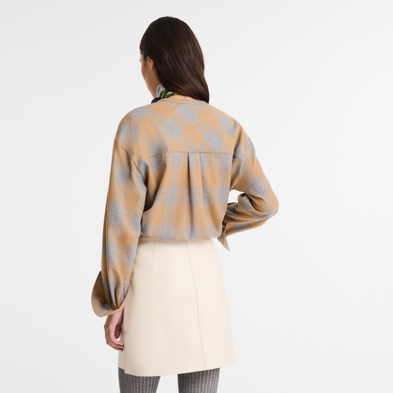 Shirt , Camel/Grey - Jacquard wool  - View 2 of  4