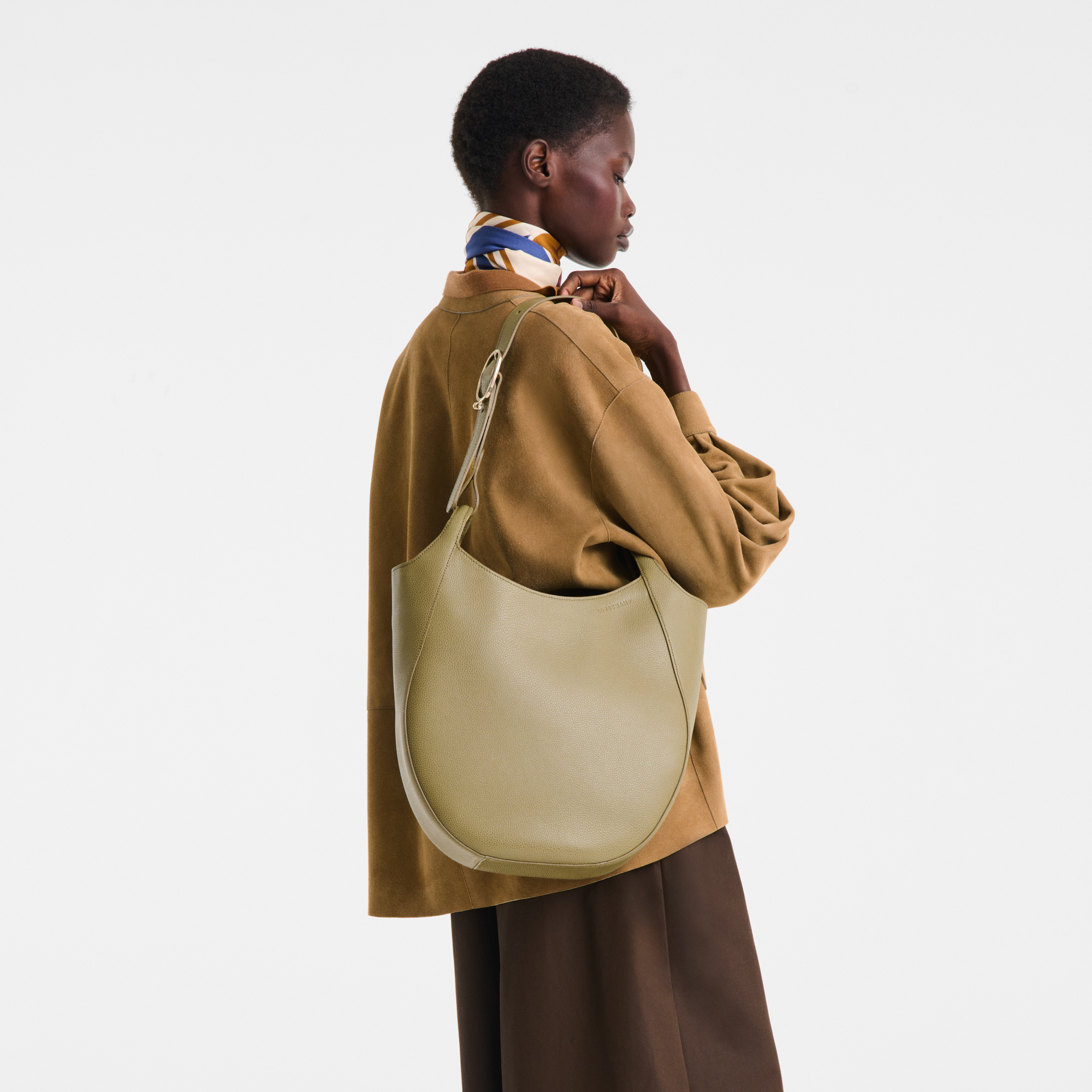Le Foulonn&eacute; Hobo bag L, Lichen