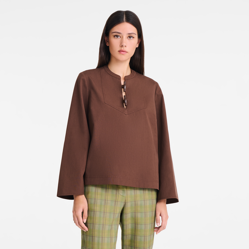 Shirt , Chocolate - Cotton poplin  - View 4 of  5