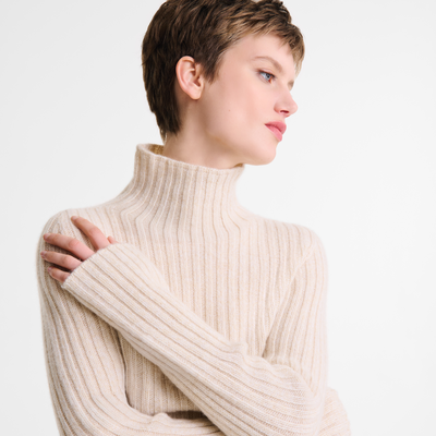 null High neck sweater, Ecru