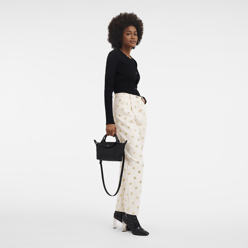 Longchamp le pliage cuir best sale mini top handle bag