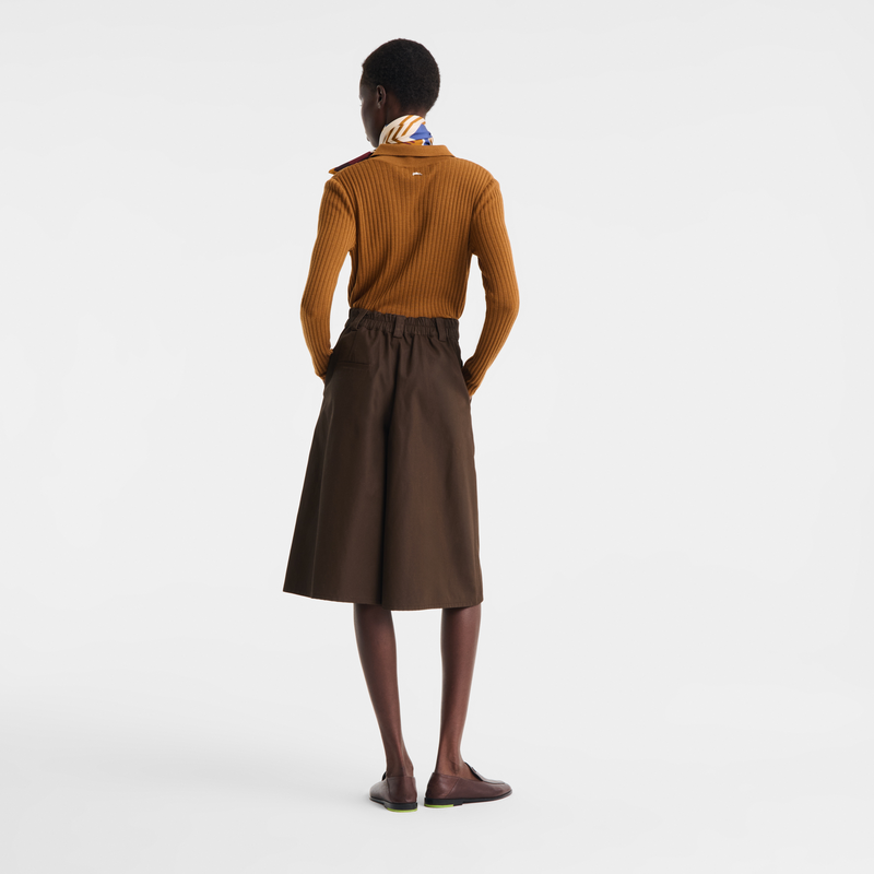 Shorts , Mocha - Double-face gabardine  - View 4 of  5