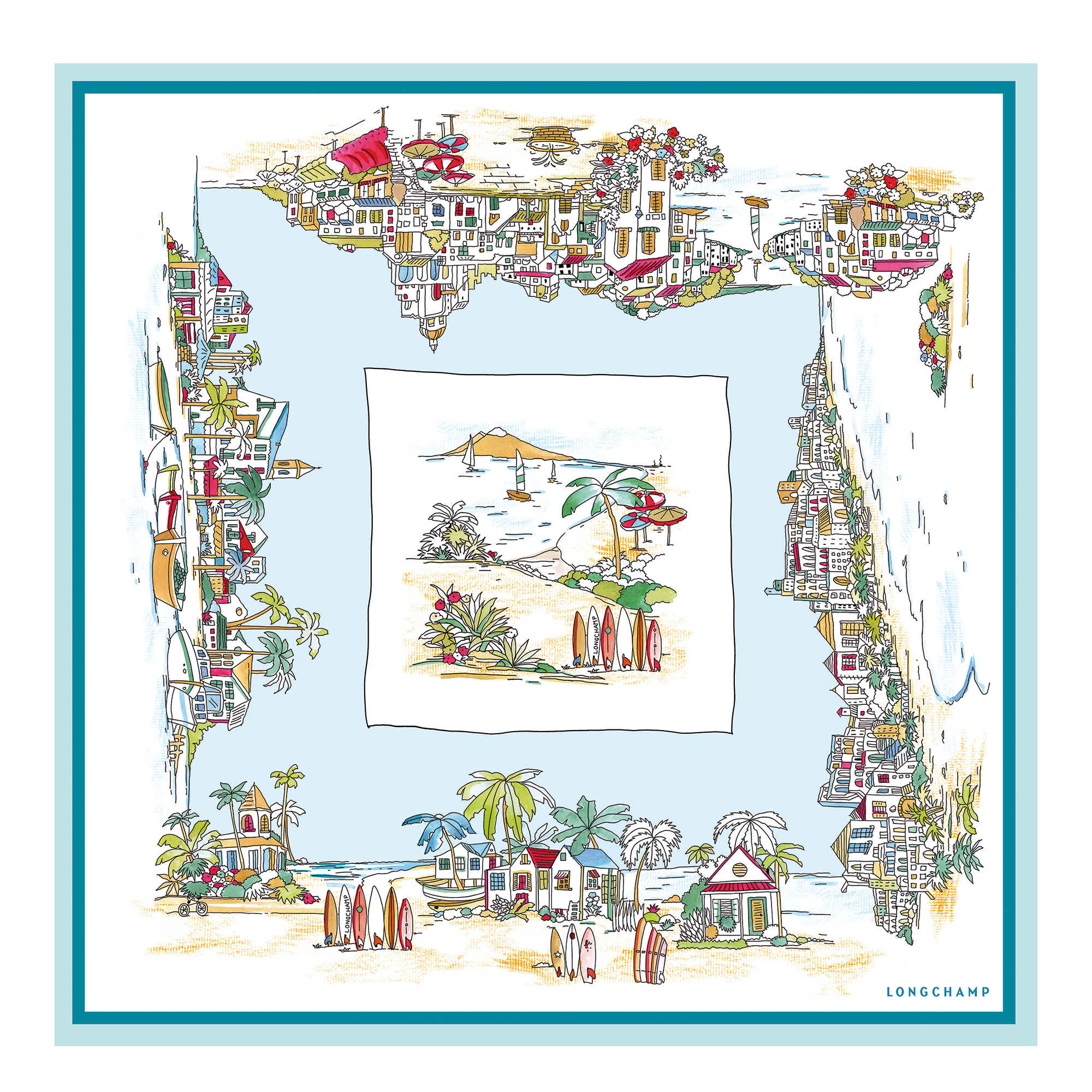 Vivement l'Et&eacute; Silk scarf 70, Sky Blue