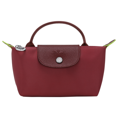 Le Pliage Green Pouch with handle , Pomegranate - Recycled canvas