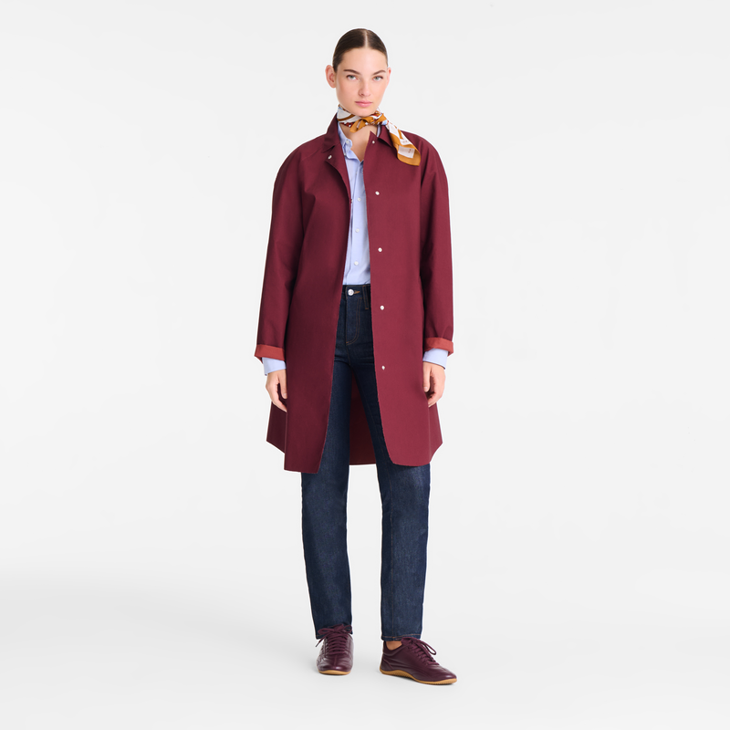 Trench coat , Burgundy - Water-repellent technical canvas  - View 2 of  4