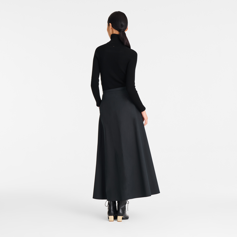 Midi skirt , Black - Cotton poplin  - View 3 of  5