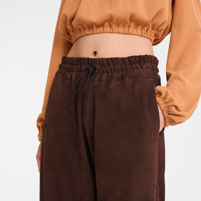 null Leather straight pants, Mocha