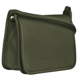 Le Foulonné Wallet on chain , Khaki - Leather