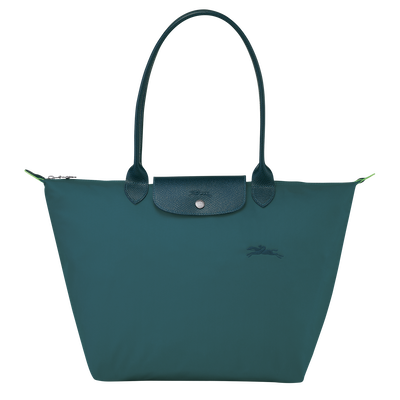 Le Pliage Green L Tote bag , Peacock - Recycled canvas
